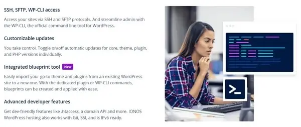 IONOS’s WordPress hosting plans are optimized for WordPress websites