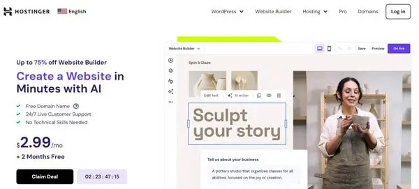 Hostinger Website Builder – a user-friendly web design solution that targets beginners and  pros alike