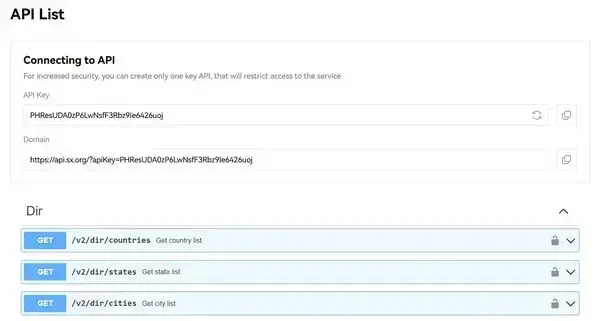 SX.org - API-list